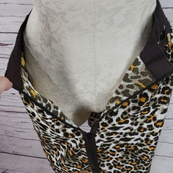 JW Woman Plus Size Leopard Animal Print Flare Exposed Zipper Skirt Size 14W - Picture 4 of 8